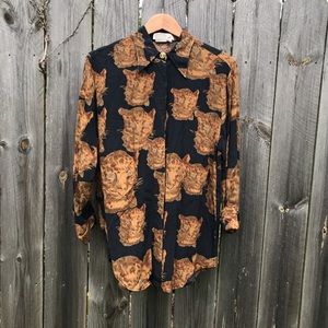 Vintage Cheetah Head Oversized Button Down